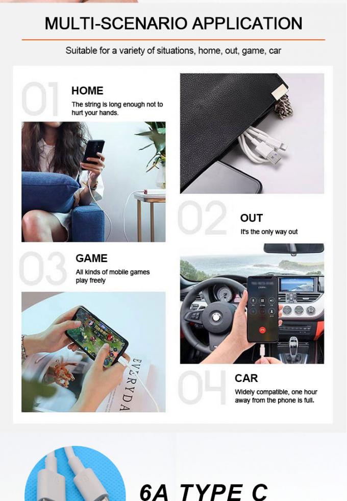 Supersnel opladen 6A type C USB-gebruikerstapel voor mobiele telefoons 6