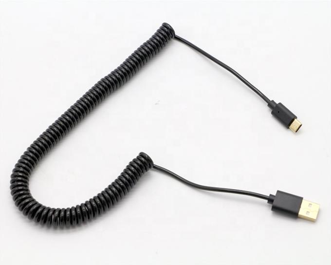 Op maat gemaakte 1M 2M 3M sneloplaadbare voorjaarsspiraal USB-type C-kabel 5