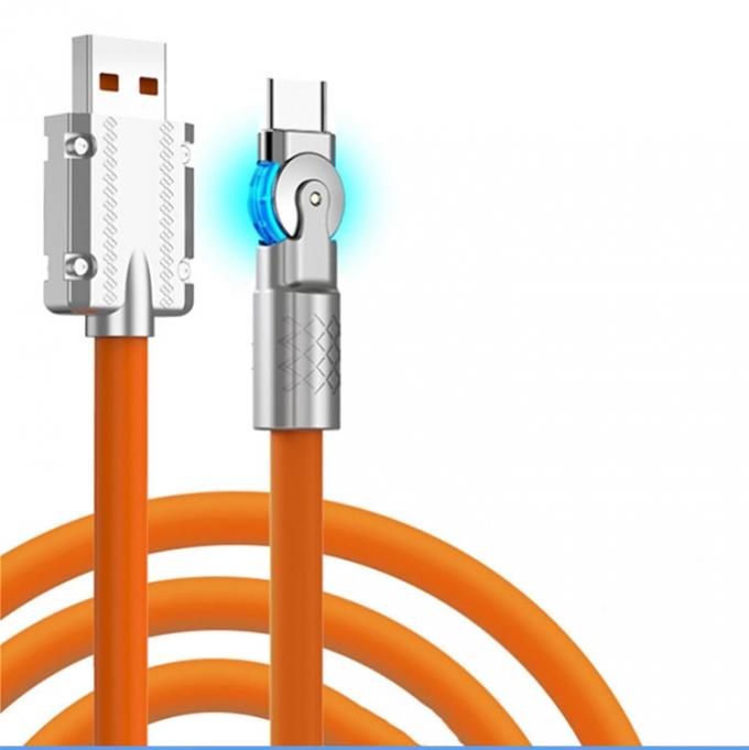 180 graden roterende snelle oplaad 120w 6A siliconen micro USB type C kabel voor Android mobiele telefoon 0