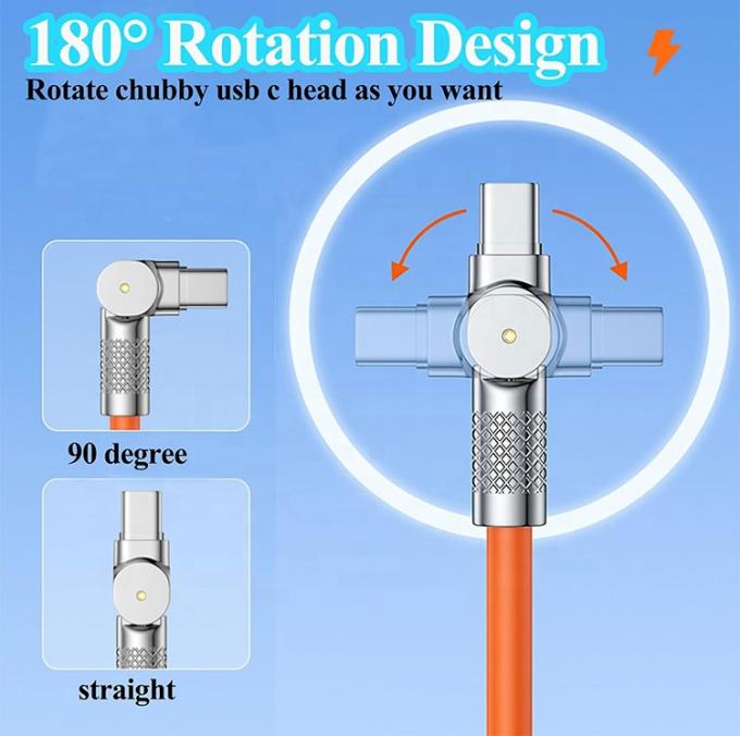 180 graden roterende snelle oplaad 120w 6A siliconen micro USB type C kabel voor Android mobiele telefoon 1