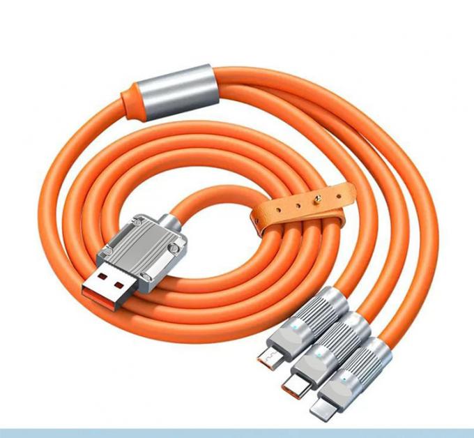 Supersnel opladen 120w 6A Liquid Silicone 3 in 1 Multi Connectors Micro Type C USB Data Charger Cable voor mobiele telefoon 0