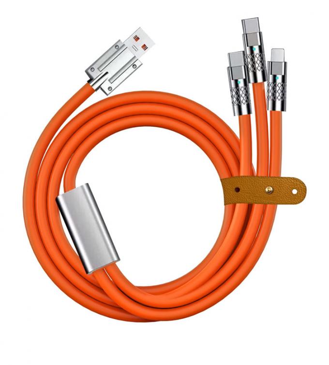 Supersnel opladen 120w 6A Liquid Silicone 3 in 1 Multi Connectors Micro Type C USB Data Charger Cable voor mobiele telefoon 6
