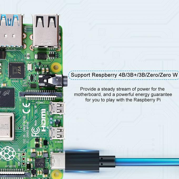 1m 5V 3A USB Type C opladerstroomkabel met schakelaar ON OFF voor Raspberry Pi 7