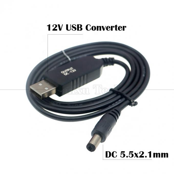 Hoogwaardige 1m Power Step Up Charger 5.5x2.1 mm DC 5V tot 12V Wifi Router USB-stroomkabel 4