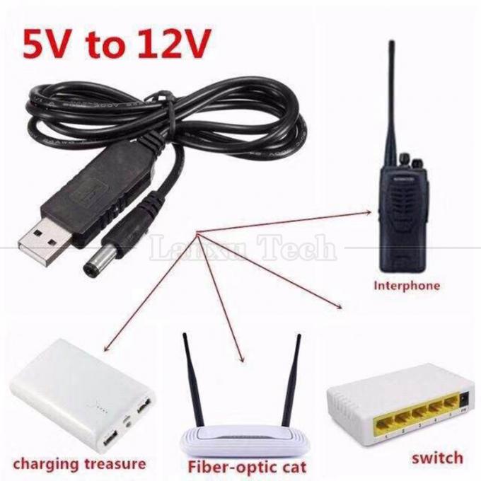 Hoogwaardige 1m Power Step Up Charger 5.5x2.1 mm DC 5V tot 12V Wifi Router USB-stroomkabel 3