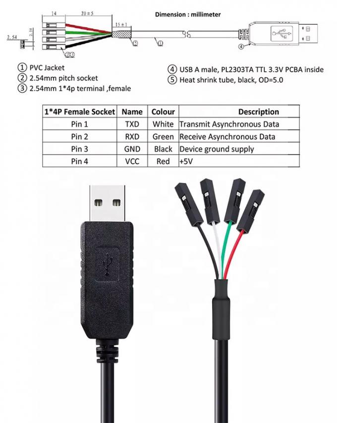 Hoog compatibele WIN7 10 FTDI FT232 5V 3.3V USB naar Uart TTL serie kabel voor Raspberry Pi 0