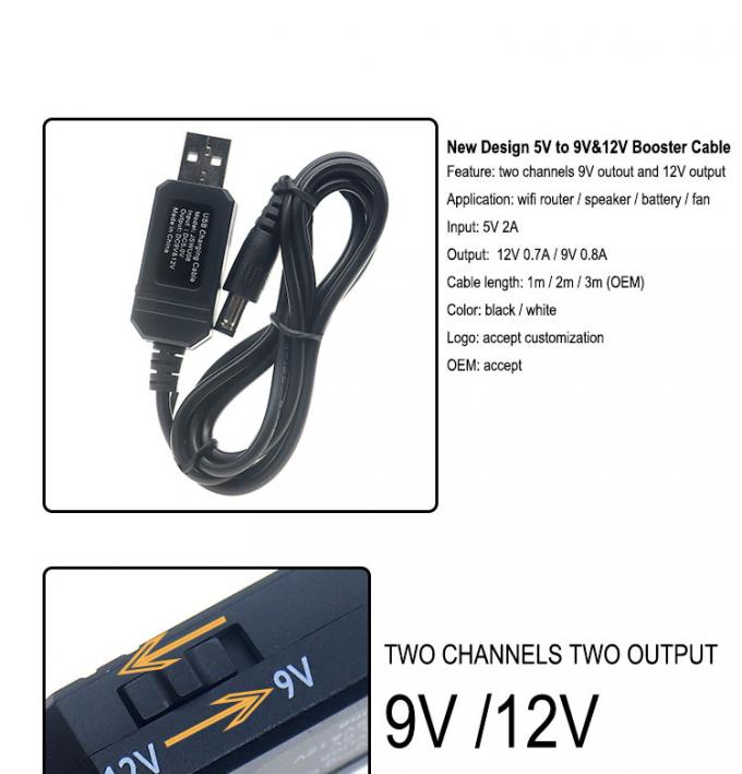 Hoogwaardige USB 5v tot 9v 12v stap up DC Power Cord Booster Cable voor Router 1