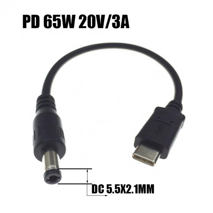Snel opladen 20V 3A 65W USB Type C tot 5.5mm X 2.1mm DC Power PD oplaadkabel voor laptop 2