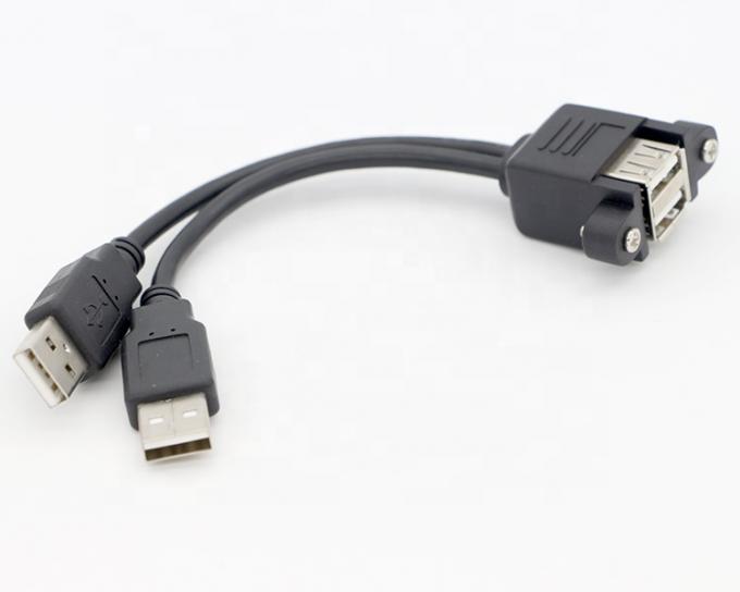 Schroefvergrendelingsstaaf 0,5 m 1 m Man tot vrouw Dual USB 2.0 Panel Mount Extension Cable 2