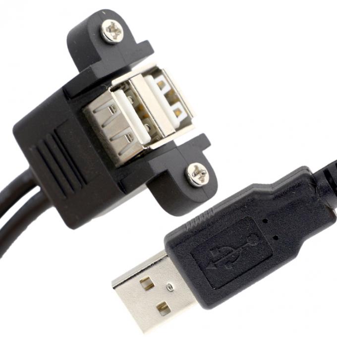 Schroefvergrendelingsstaaf 0,5 m 1 m Man tot vrouw Dual USB 2.0 Panel Mount Extension Cable 3