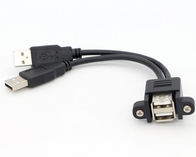 Schroefvergrendelingsstaaf 0,5 m 1 m Man tot vrouw Dual USB 2.0 Panel Mount Extension Cable 6