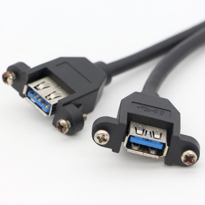 Y Splitter Screw Locking Stud Dual USB 3.0 Type A Vrouwelijk Panel Mount USB-kabel met Molex 2