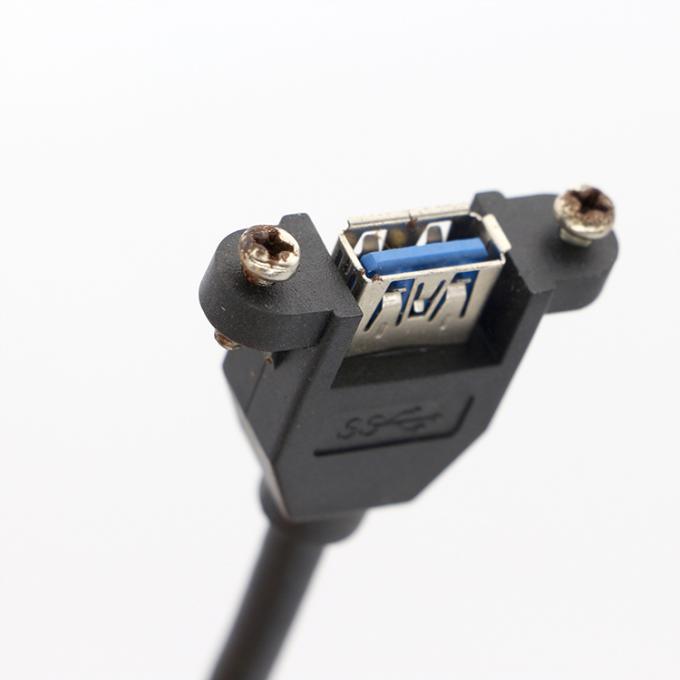 Y Splitter Screw Locking Stud Dual USB 3.0 Type A Vrouwelijk Panel Mount USB-kabel met Molex 3