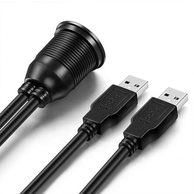 Waterdicht mannelijk naar vrouwelijk Aux Car Dashboard Panel Dual USB 3.0 Flush Mount Extension Cable voor motorfiets 3