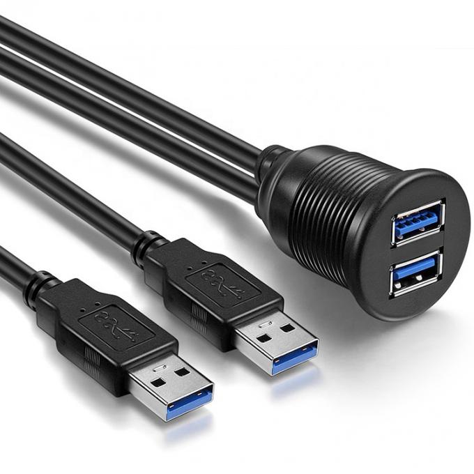 Waterdicht mannelijk naar vrouwelijk Aux Car Dashboard Panel Dual USB 3.0 Flush Mount Extension Cable voor motorfiets 4