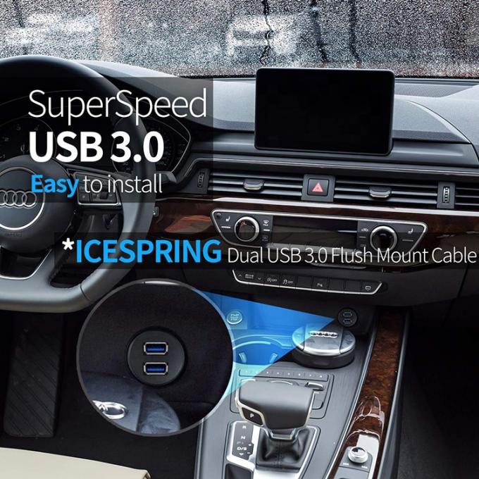 Waterdicht mannelijk naar vrouwelijk Aux Car Dashboard Panel Dual USB 3.0 Flush Mount Extension Cable voor motorfiets 5