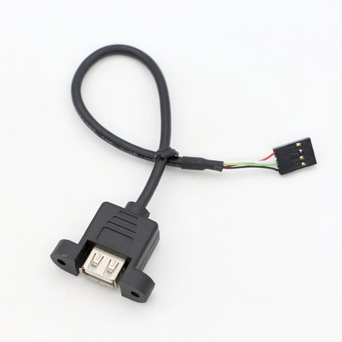 Op maat gemaakte schroefvergrendelingsstaaf 1M 2M Panel Mount Vrouwelijke USB Een mannelijke naar Dupont Connector Cable 4