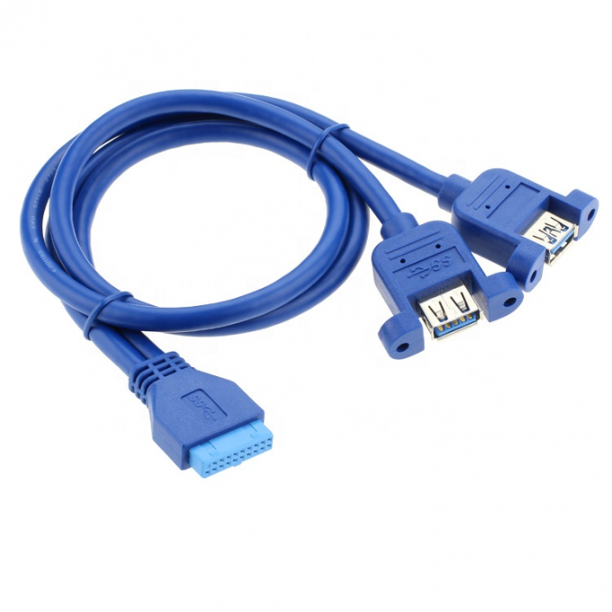 Dual Panel Mount USB 3.0 A Vrouwelijke tot IDC 20 PIN Vrouwelijke PC Computer Case Moederbordkabel 1