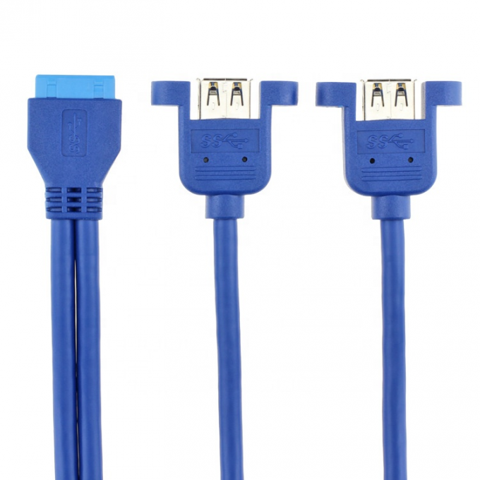 Dual Panel Mount USB 3.0 A Vrouwelijke tot IDC 20 PIN Vrouwelijke PC Computer Case Moederbordkabel 2