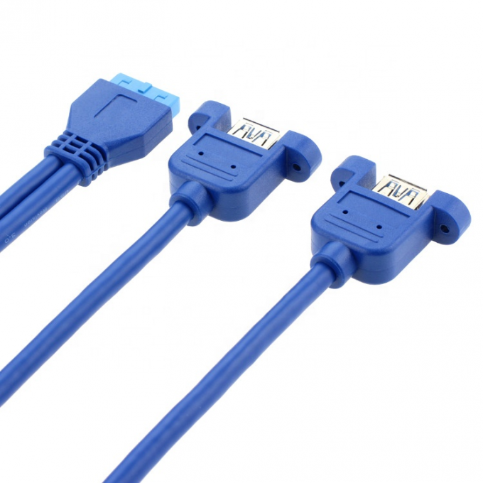 Dual Panel Mount USB 3.0 A Vrouwelijke tot IDC 20 PIN Vrouwelijke PC Computer Case Moederbordkabel 3