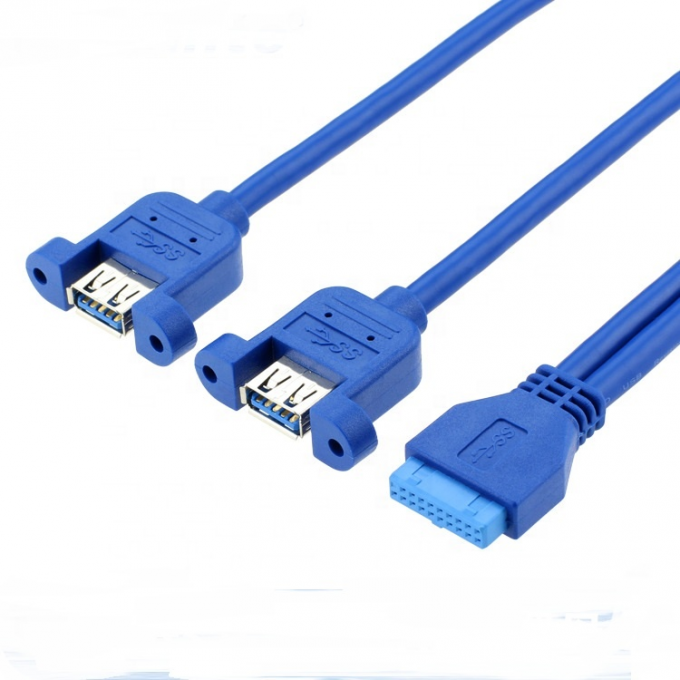 Dual Panel Mount USB 3.0 A Vrouwelijke tot IDC 20 PIN Vrouwelijke PC Computer Case Moederbordkabel 4