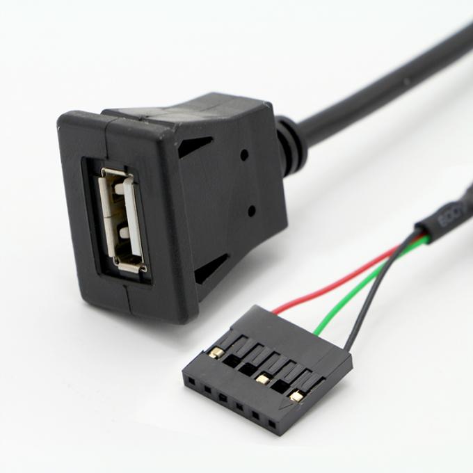 1M 2M 3M Snap in USB Socket Panel Mount Cable met 6 draden Dupont Terminal 2