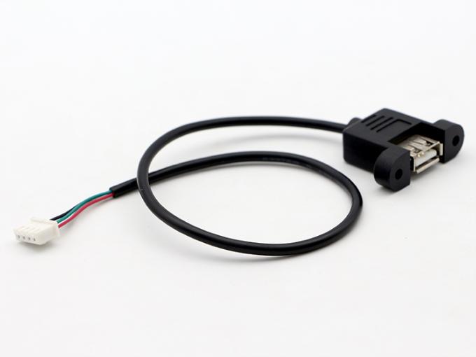 Op maat gemaakte schroefvergrendelingsstaaf Vrouwelijk paneelmontage USB 2.0 Type A tot JST XH PH SH Montage kabel 6