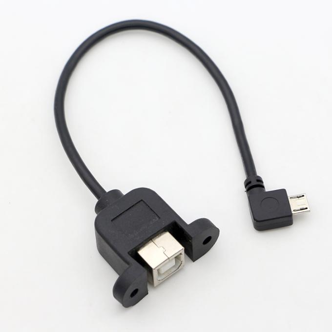 Op maat gemaakte schroef vergrendeling 90 graden hoek Micro B Man USB 2.0 Type B Vrouwelijke Panel Mount Extension Cable 4
