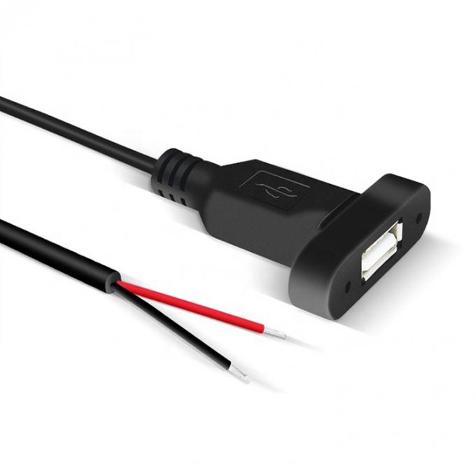 Custom Panel Mount USB A Vrouwelijke tot blote draad Tinned Open End Cable 4