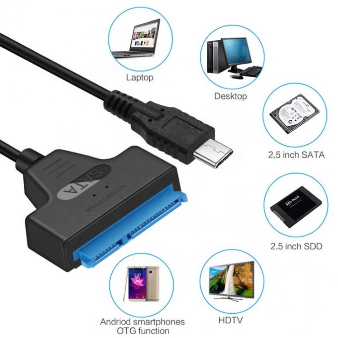 High Speed 5Gbps SDD HDD Hard Drive 2,5 inch USB Type C 3.1 naar Sata Adapter Kabel 4