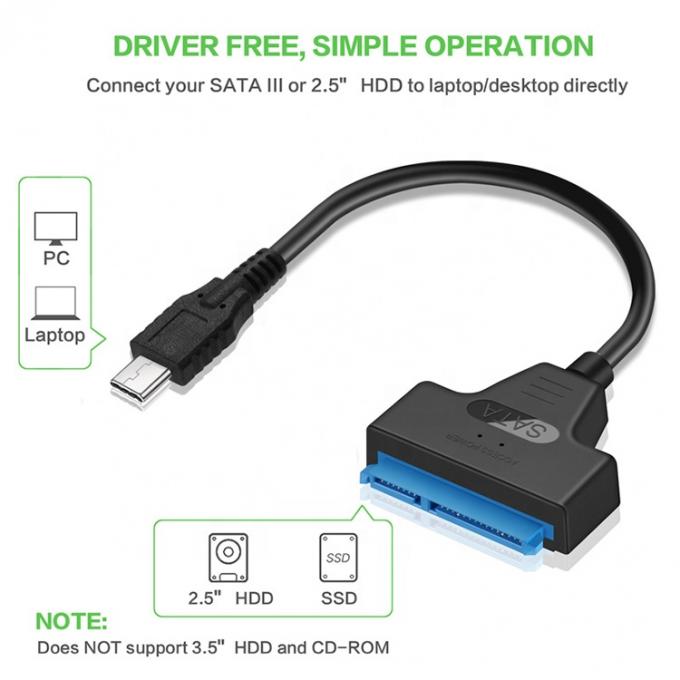 High Speed 5Gbps SDD HDD Hard Drive 2,5 inch USB Type C 3.1 naar Sata Adapter Kabel 3