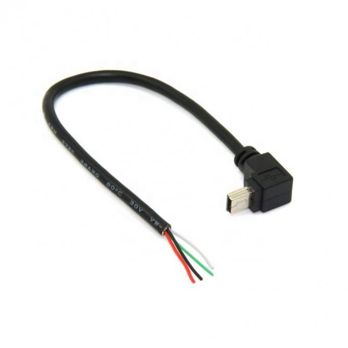 90 graden omhoog naar beneden links rechts hoek mini usb naar gestript naakte draad open einde pigtail kabel 4