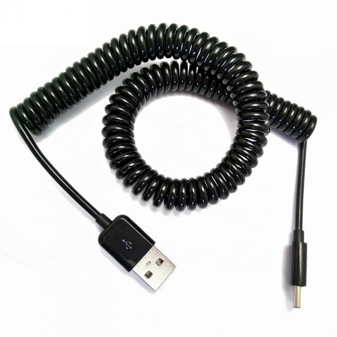 OEM 1M 2M Data Charging Spiral Coiled USB naar MINI USB kabel 1