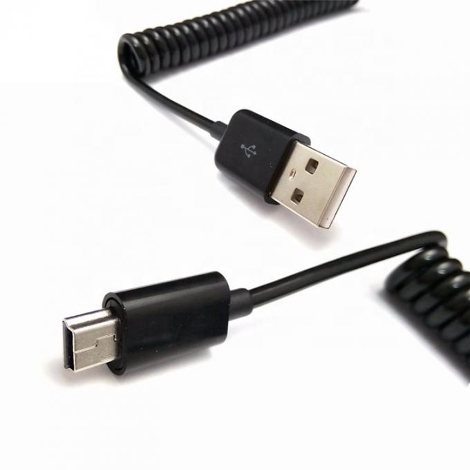 OEM 1M 2M Data Charging Spiral Coiled USB naar MINI USB kabel 2
