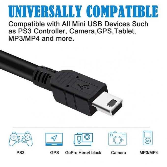1m 1,5m 2m 3m 5m 10m Data Charger USB A Male naar Mini B 5P USB kabel voor PS3 Controller Camera 2