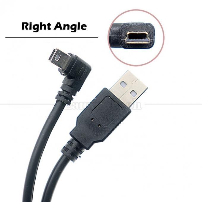1m 2m 3m 5m 90 graden L-vorm Rechts Links Hoek USB 2.0 A Man tot Mini B 5 pin USB-datalading kabel voor MP3-camera 5