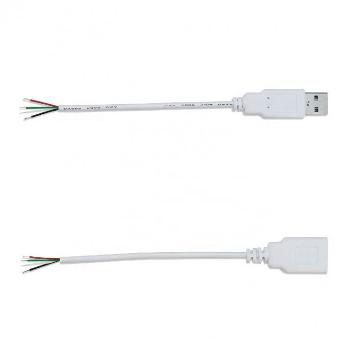 Custom 1m 2m 3m Witte USB A Man tot Open End Gelast Draad Breakout Extension Cable 2