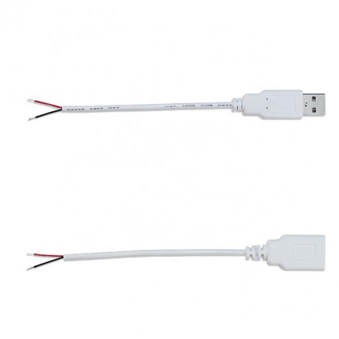 Custom 1m 2m 3m Witte USB A Man tot Open End Gelast Draad Breakout Extension Cable 1