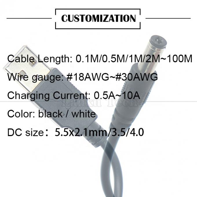 1M 2A 5V USB naar DC 5,5x2,1 mm Barrel Jack Power Charger Cable voor Led Light Lamp Speaker Fan Tablet Camera Router TV Box 6