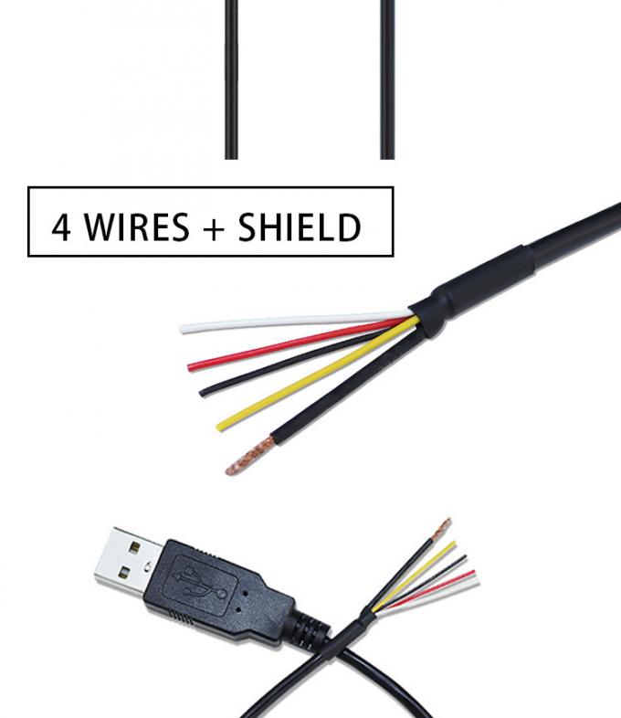Schild USB A Man tot 4 kale draden Open End Pigtail Cable 4