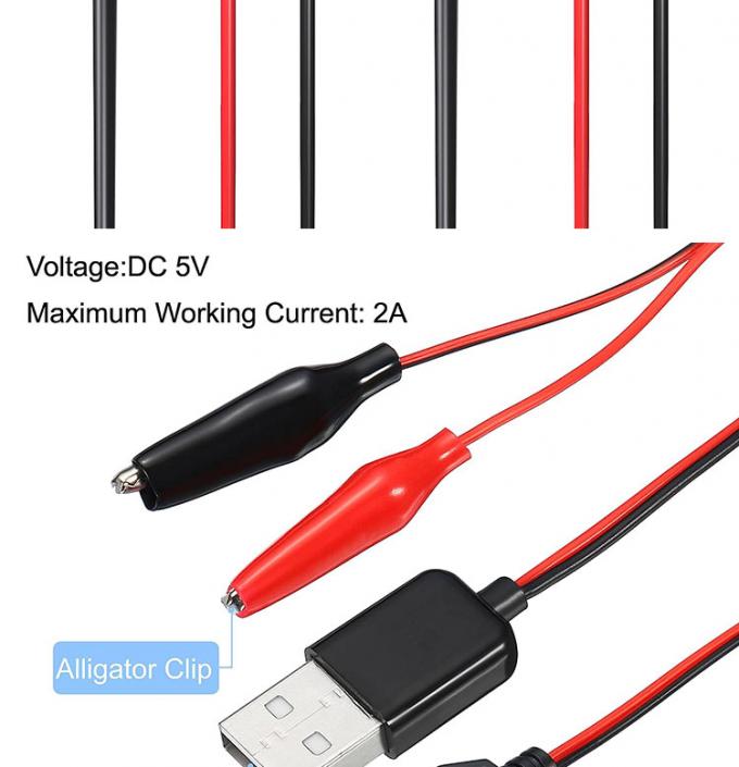Mannelijke Vrouwelijke USB-aansluiting voor dubbele koperen krokodil klampen alligator clips test leidingen draad adapter kabel voor elektrisch circuit 1
