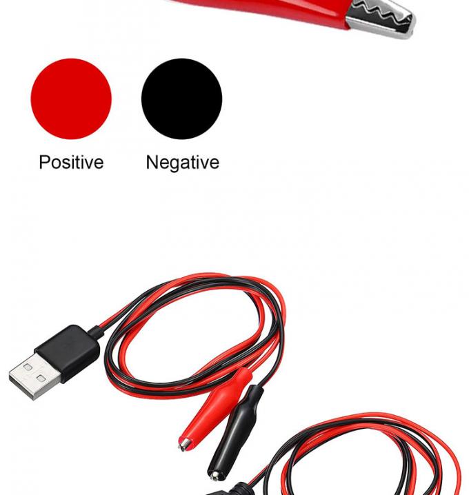 Mannelijke Vrouwelijke USB-aansluiting voor dubbele koperen krokodil klampen alligator clips test leidingen draad adapter kabel voor elektrisch circuit 3