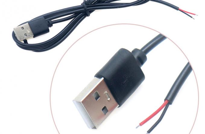 Hoge kwaliteit 5V USB 2.0 een man om te openen gestript kaal 2pin draden Eind pigtail kabel voor LED licht strooklamp 3