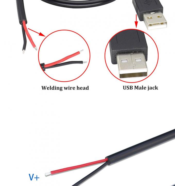 5V USB tot open gestript geblokkeerde lege draden Eind Pigtail Power Charger Cable voor LED Strip Light Lamp 4