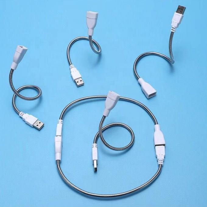 Flexibel metalen roestvrij slang man tot vrouw USB-oplaadverlengingsadapterkabel voor LED-lampventilator 0