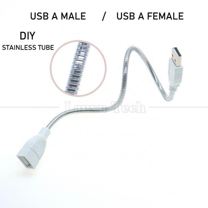 Flexibel metalen roestvrij slang man tot vrouw USB-oplaadverlengingsadapterkabel voor LED-lampventilator 2