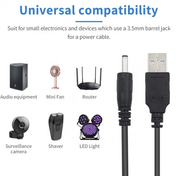 1 meter USB Male to DC Barrel Jack 3,5 mm 1,35 mm Power Charger Cable voor Router Speaker 5
