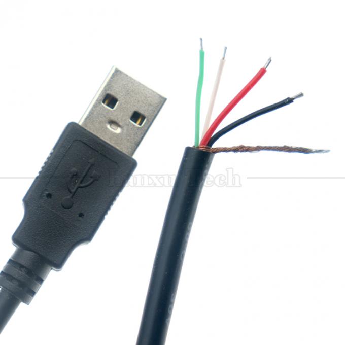 Op maat gemaakte USB A van man tot stript kaal draad Open End Pigtail Cable 3