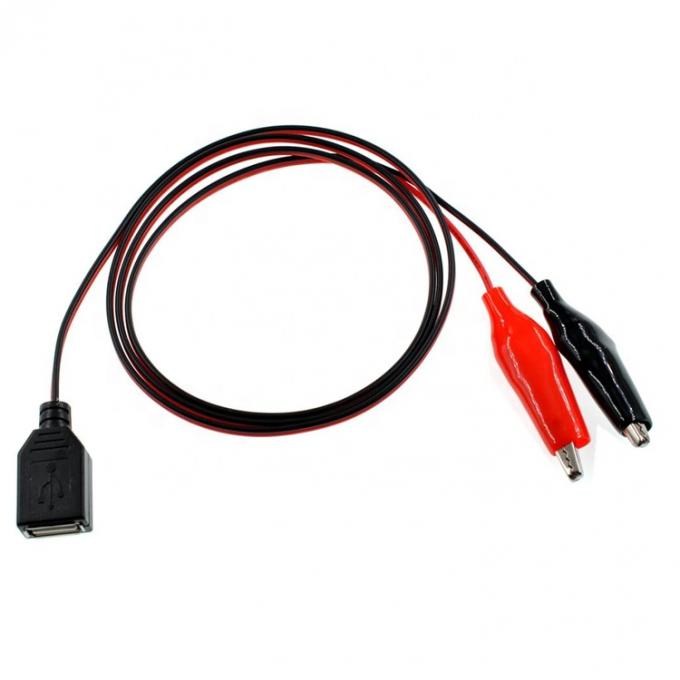 Crocodile Clamps Alligator Clip naar USB Een vrouwelijke testdraad Adapter kabel 4