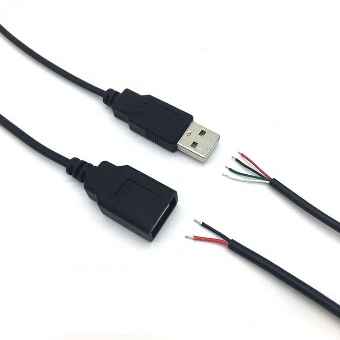 Mannelijk Vrouwelijk USB 2.0 Type A Plug to Free End Tinned Open Pigtail Wire Charger Cable voor LED strip 5